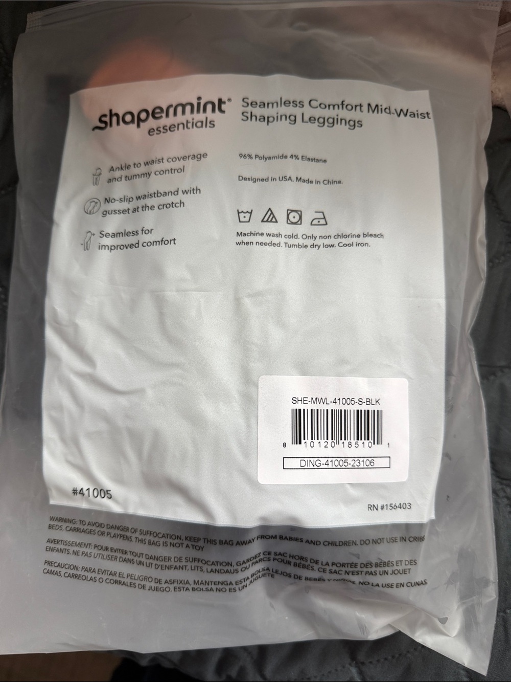 Shapermint Black Seamless Comfort Mid-Waist Shaping Leggings - Picture 2 of 2